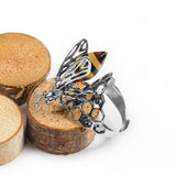 Hornet Ring in Silver and Amber