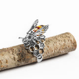 Hornet Ring in Silver and Amber