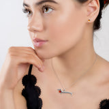 Sausage Dog Dachshund Necklace in Silver and Amber