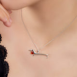 Sausage Dog Dachshund Necklace in Silver and Amber