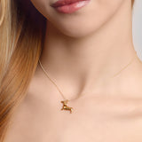 Miniature Dachshund Sausage Dog Necklace in Silver with 24ct Gold