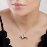 Dachshund / Sausage Dog Necklace in Silver and Amber