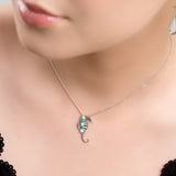 Small Seahorse Necklace in Silver, Turquoise and Amber