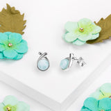 Sealed With A Kiss Stud Earrings in Silver and Larimar