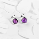 Sealed With A Kiss Stud Earrings in Silver and Amethyst