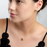 Sealed With A Kiss Necklace in Silver and Green Amber