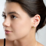 Sealed With A Kiss Stud Earrings in Silver and Green Amber