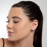 Sealed With A Kiss Stud Earrings in Silver and Amethyst