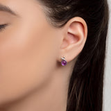 Sealed With A Kiss Stud Earrings in Silver and Amethyst