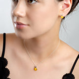Sealed With A Kiss Necklace in Silver and Yellow Amber