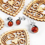 Sealed With A Kiss Stud Earrings in Silver and Cognac Amber