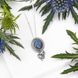 Vintage Inspired Snake Necklace in Silver & Labradorite