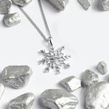 Sparkling Snowflake Necklace in Silver and Cubic Zirconia
