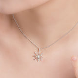 Sparkling Snowflake Necklace in Silver and Cubic Zirconia