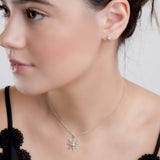 Snowflake Stud Earrings in Silver with Cubic Zirconia