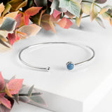 Simple Solo Cuff Bangle in Silver and Owyhee Blue Opal