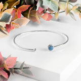 Simple Solo Cuff Bangle in Silver and Owyhee Blue Opal