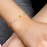 Simple Solo Cuff Bangle in Silver and Yellow Amber