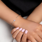 Simple Solo Cuff Bangle in Silver and Blue Lace Agate