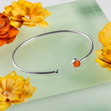 Simple Solo Cuff Bangle in Silver and Carnelian