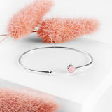Simple Solo Cuff Bangle in Silver and Pink Peruvian Opal