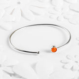 Simple Solo Cuff Bangle in Silver and Carnelian