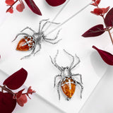 Spooky Spider Necklace in Silver and Cognac Amber