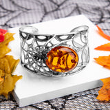 Captivating Spider Bangle in Silver and Amber
