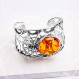 Captivating Spider Bangle in Silver and Amber