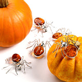 Handmade Large Spider Brooch in Silver and Amber