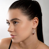 Spider on Web Hook Earrings in Silver and Amber