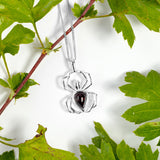 Spider Necklace in Silver and Cherry Amber