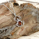 Spider Necklace in Silver and Amber