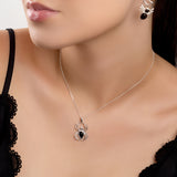 Spider Necklace in Silver and Cherry Amber