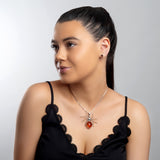 Handmade Spider Necklace in Silver and Cognac Amber