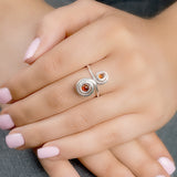 Spiral Design Ring in Silver and Cognac Amber