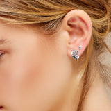 Split Leaf Palm Stud Earrings in Silver