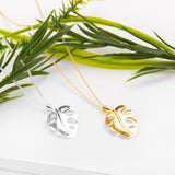 Split Leaf Palm Necklace in Silver with 24ct Gold