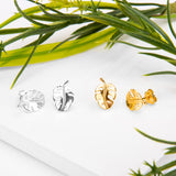 Split Leaf Palm Stud Earrings in Silver with 24ct Gold