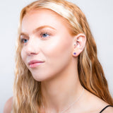 Square Stud Earrings in Silver and Amethyst