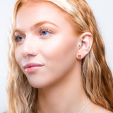 Square Stud Earrings in Silver and Cognac Amber