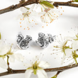 Miniature Squirrel Stud Earrings in Silver