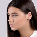 Squirrel Stud Earrings in Silver and Amber