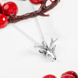 Miniature Stag Head Necklace in Silver