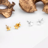 Star Stud Earrings in Silver with 24ct Gold