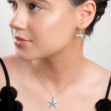 Starfish Hook Earrings in Silver and Turquoise