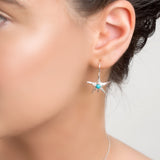 Starfish Hook Earrings in Silver and Turquoise