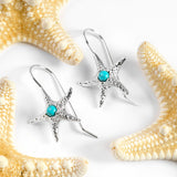 Starfish Hook Earrings in Silver and Turquoise
