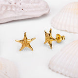 Starfish Stud Earrings in Silver with 24ct Gold