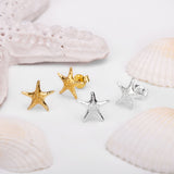 Starfish Stud Earrings in Silver with 24ct Gold